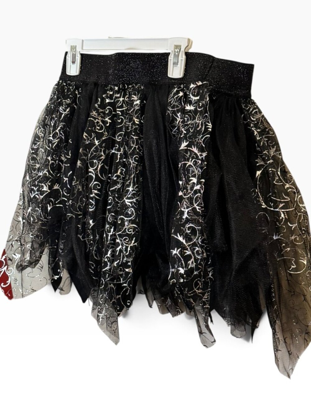 Black & Silver Glitter Halloween Tulle Skirt – Approx. XL / US 12–14